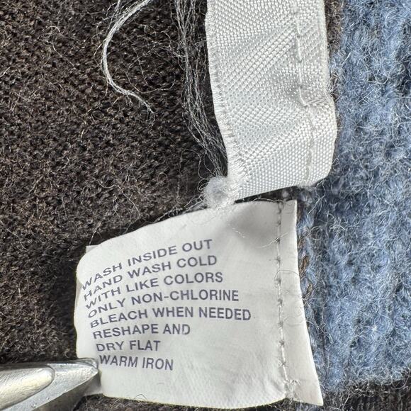 Merino Wool Sweater Women Med Brown Textured V-Neck Knit Top Y2K 90s Era Classic - Picture 8 of 15